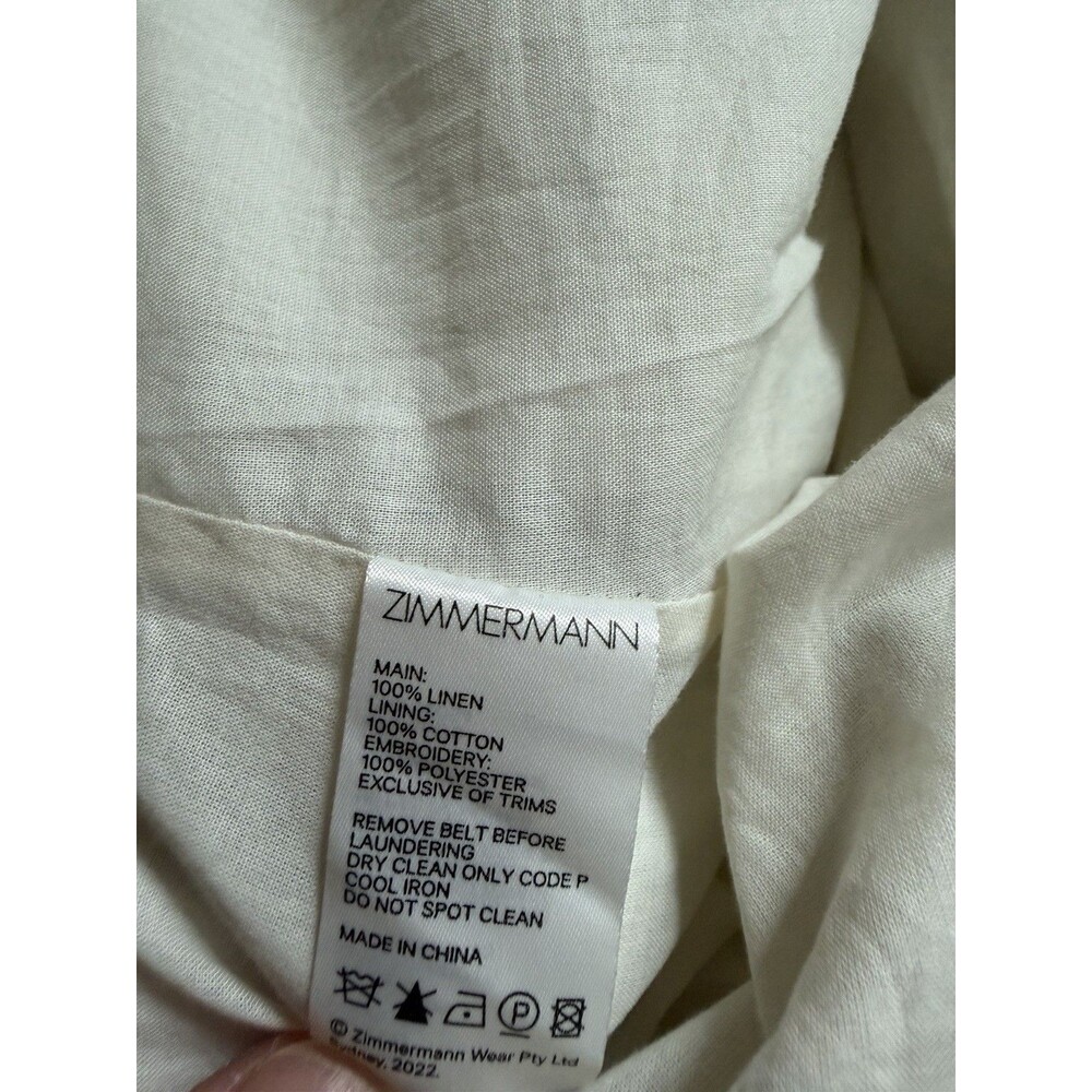 Zimmerman CHINTZ TUCK SHORT Linen Crème Floral Shorts Beige Brown (No Belt) US 8 - Picture 11 of 16